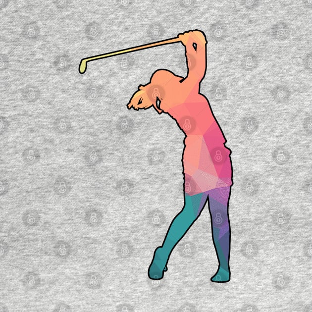 Colorful Geometric golf Woman Player by BasmatiShop